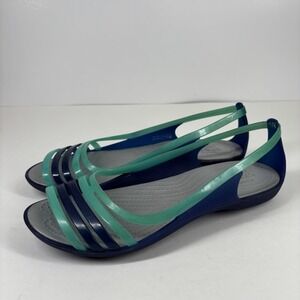 Crocs Isabella Women's US 8 Blue/Turquoise Open-Toe Huarache Flat Slip-On Sandal